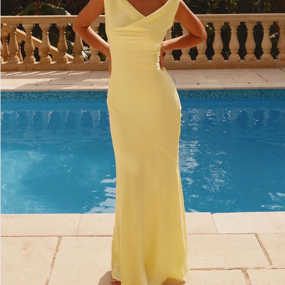 Peppermayo Pale Yellow Backless Maxi Dress
